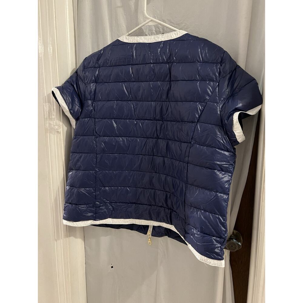 Anorak Blue White Channel Contrast Puffer Jacket Short Sleeve Sz Xl NWT Down - Picture 7 of 9